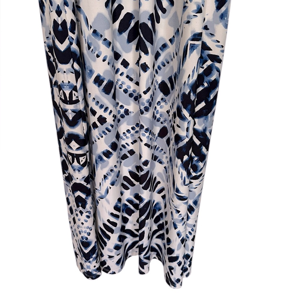 CHICO’S blue & white sleeveless halter neck keyhole maxi dress Chico’s 2 (L/12) - Picture 4 of 9